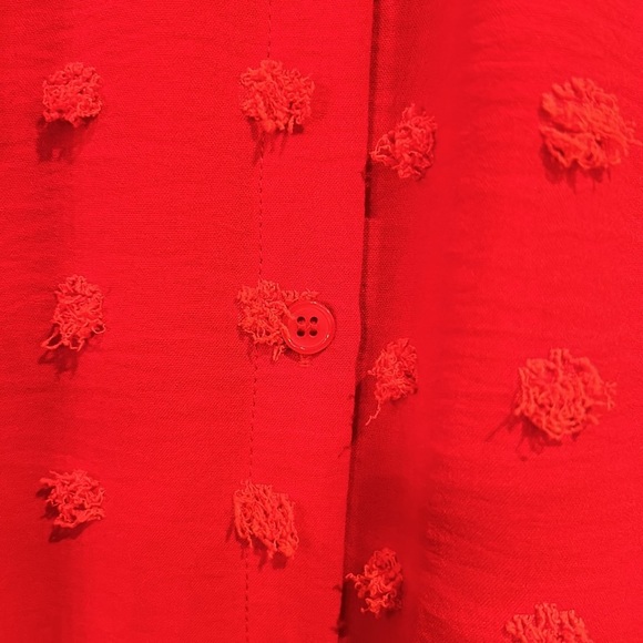 Jodifl Short Sleeve Swiss Dot Loose Fit Top Red Size Small - Picture 13 of 13